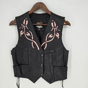 Jamin Leather Black Moto Style Vest XL